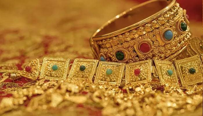 An undated image of gold jewellery displayed at a store. — AFP