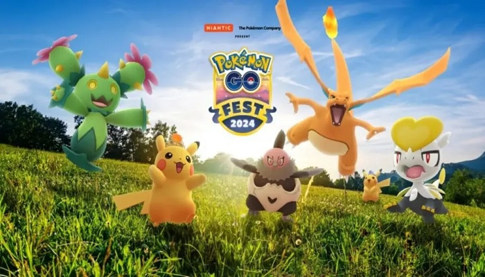 The image is a Pokemon GO Fest 2024 poster. Niantic