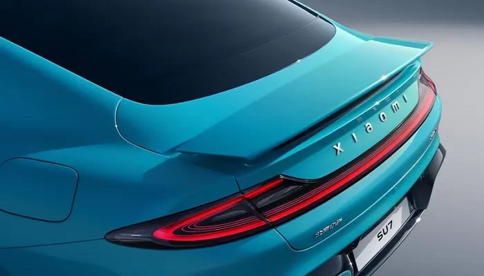 The image shows Xiaomis first electric car SU7. — Xiaomi