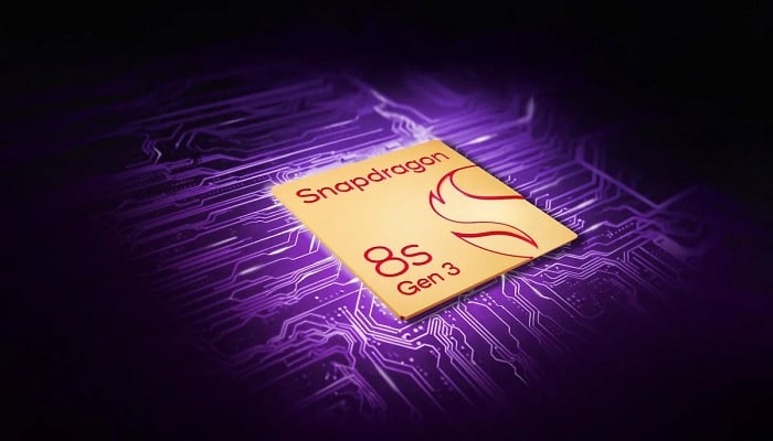 The image shows Qualcomms new chip Snapdragon 8S Gen 3. — Qualcomm