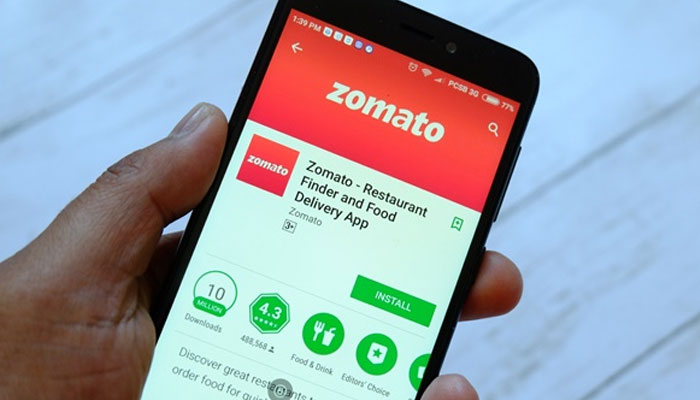 An undated image of a mobile screen displaying Zomotos page on Play Store. — Pixabay