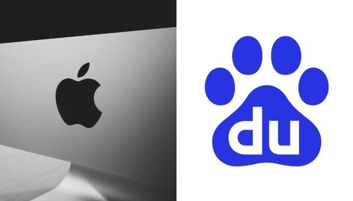 The image shows the Apple logo and Baidu logo. — Pexels, X