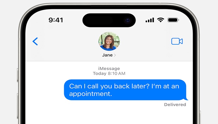 The image shows iMessage on iPhone. — Apple