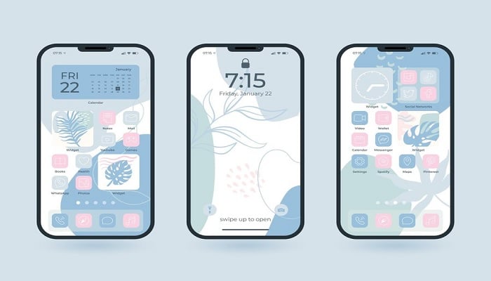 The image is an animation of the iPhone home screen. — Freepik