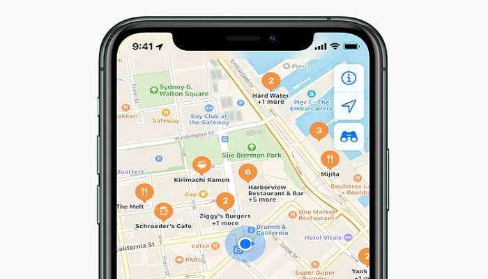 The image shows Apple Maps. — Apple