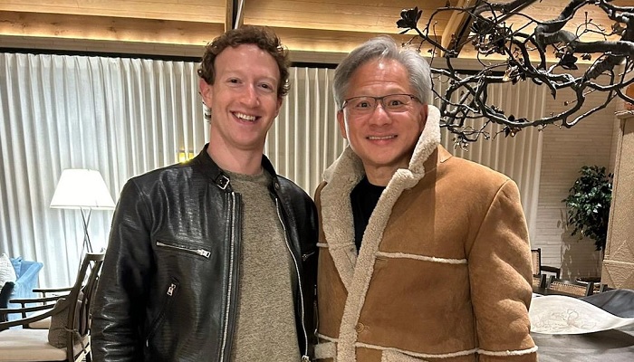 The image shows Meta CEO Mark Zuckerberg (l) NVIDIAs Jensen Huang (r). — Instagram/Mark Zukcerberg