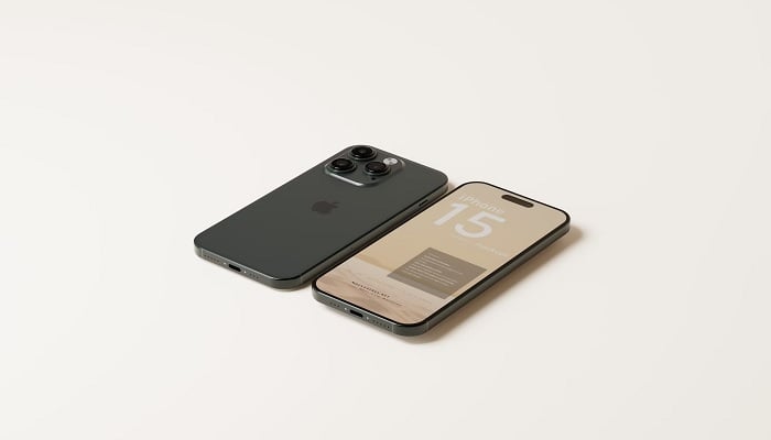 The image shows iPhone 15 mockups. — Unsplash