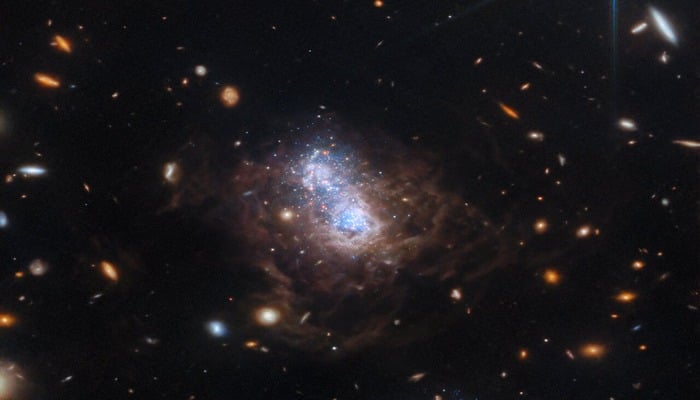 An undated image showcasing I Zwicky 18. — ESA/Webb