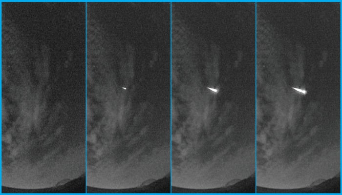 An undated series of images from the 2014 Lyrid meteor shower. – NASA