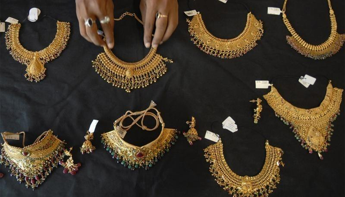 An undated image of gold jewellery displayed at a store. — Freepik