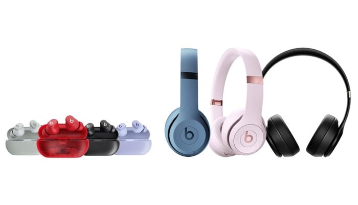 An undated image of Beats Solo Buds and Beats Solo 4 headphones. — Apple