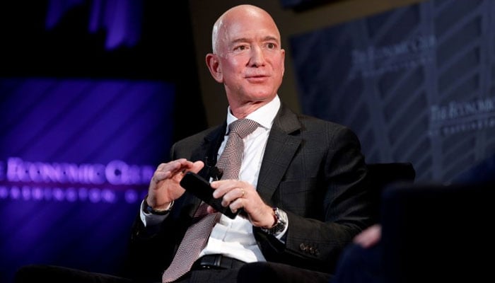 Jeff Bezos, president and CEO of Amazon and owner of The Washington Post, speaks at the Economic Club of Washington DCs Milestone Celebration Dinner in Washington, US, September 13, 2018. — Reuters