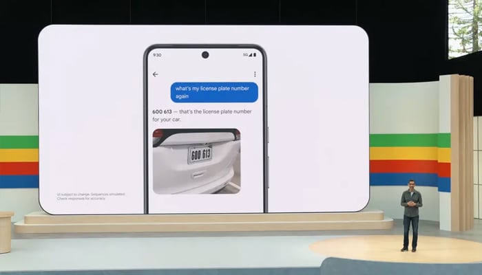 A screenshot from Google I/O 2024 presentation livestreamed on May 14, 2024. — YouTube/Google