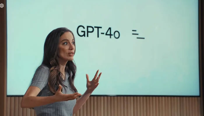OpenAI CTO Mira Murti gives presetation on the capabilities of ChatGPT-4o at Open Spring Updates event held on May 13, 2024. — OpenAI