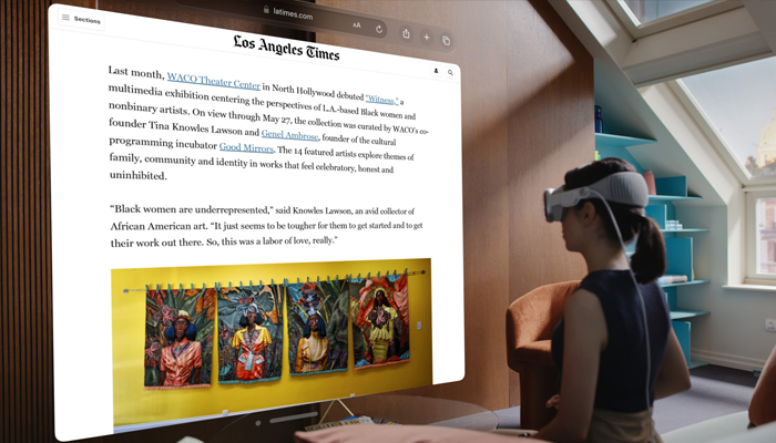 An undated image showing a girl using Apple Vision Pro. — Apple