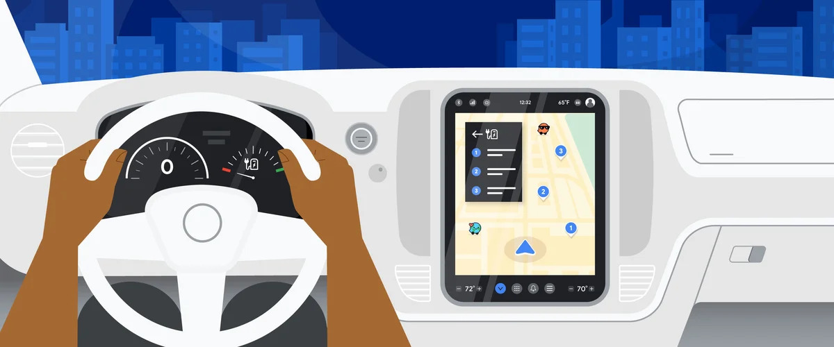 An undated image of the cars built-in features. — Google blogs