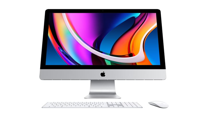 An undated image showing 27-inch iMac along with bluetooth keyboard and mouse. — Apple