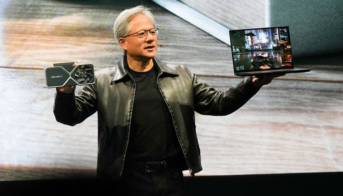 An undated image of Jensen Huang showcasing newly launched innovations at Computex 2024. — Computex