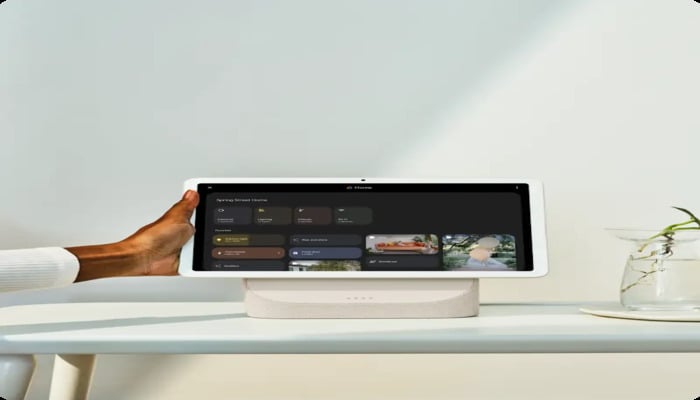 An undated image of a person using Google Home. — Google Home