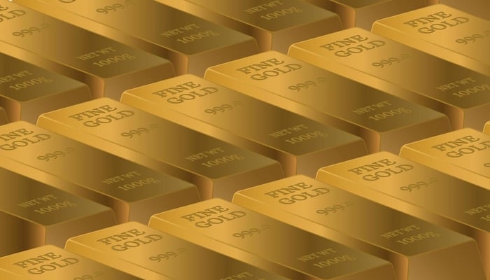 An undated image displaying gold bars. — Vecteezy