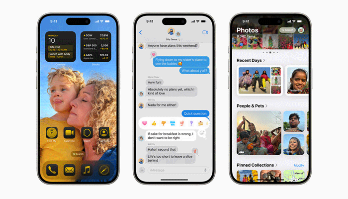 An undated image showing iOS 18 interface. — Apple