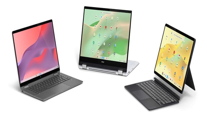 An undated image showing Google Chromebooks. — Google