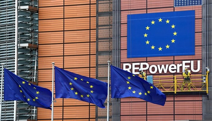 European flags fly outside the European Commission headquarters in Brussels, Belgium. — Reuters