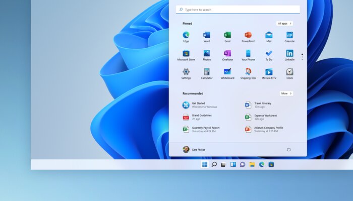 An undated image showing Window Start Menu. — Microsoft Support