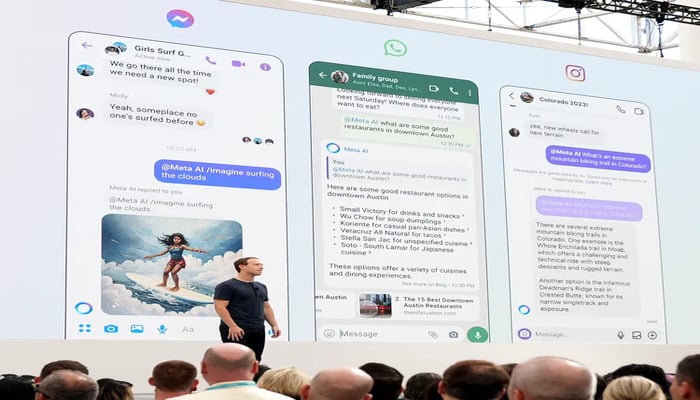 Mark Zuckerberg announcing Meta’s AI assistant at Connect 2023.— Meta