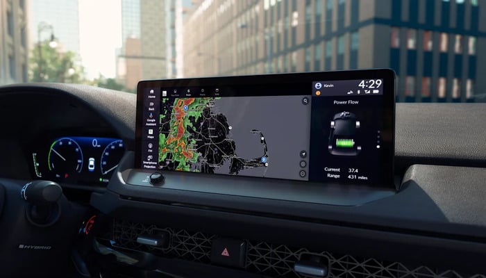 An undated image of the weather channel app on the Android Auto app. — Google blog