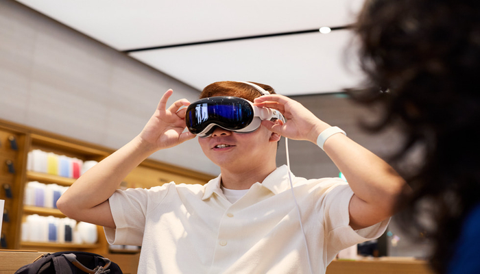 An undated image of a person wearing Vision Pro. — Apple