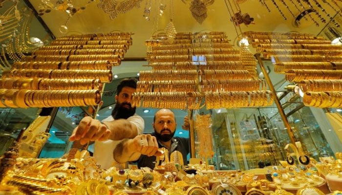 An undated image of a goldsmith setting his shop. — Reuters