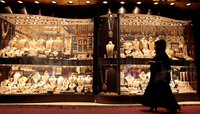 An undated image of a customer standing outside a gold shop. — Reuters