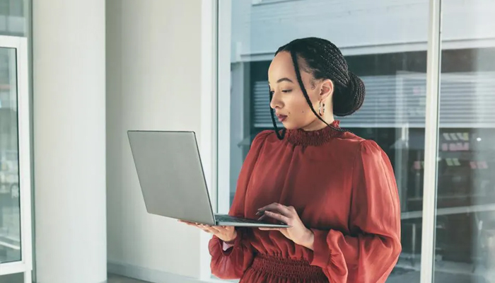 An undated image showing a girl using laptop. — Getty Images
