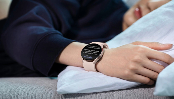 An undated image of a person sleeping wearing a Samsung Watch. — Samsung