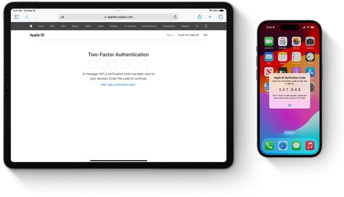 An undated image of Apple products showing Apple ID. — Apple Support