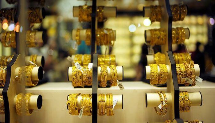An undated image of gold bangles dispalyed at a store. — Reuters