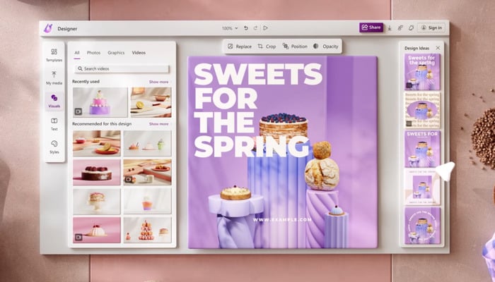 An undated image of Microsoft Designer app features. — Microsoft