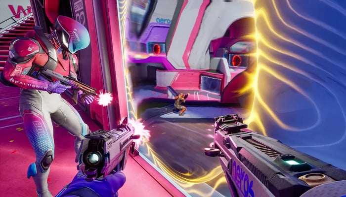 An undated image showing the preview of Splitgate 2. — PlayStation Blog