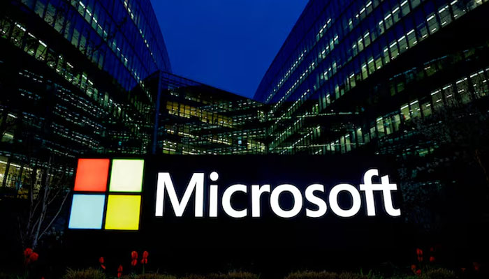 A view shows a Microsoft logo at Microsoft offices in Issy-les-Moulineaux near Paris, France, March 25, 2024. — Reuters
