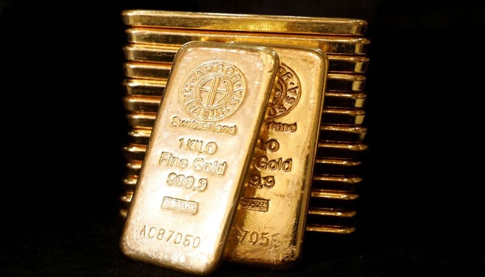 An undated image of gold bars. — Reuters
