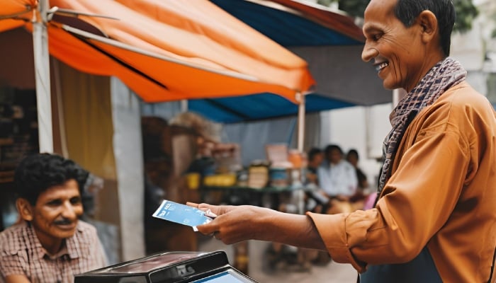 An AI-generated image of a digital transaction. — Canva