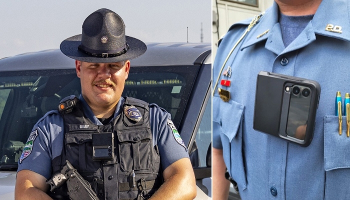An undated image of the Galaxy Z Flip 6 in use as a bodycam. — Samsung