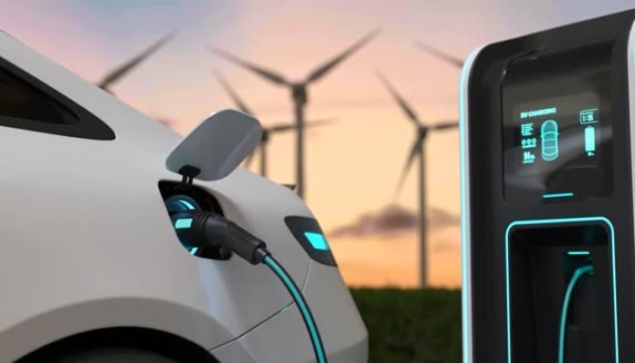 An undated image of an EV charging station in use. — iStock