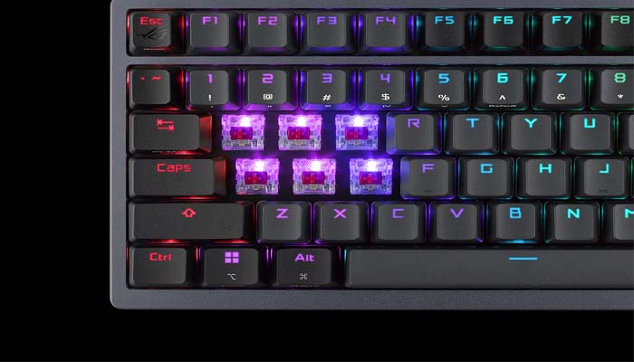 An undated image of Asus ROG Azoth 75 gaming keyboard. — ASUS Online Shop