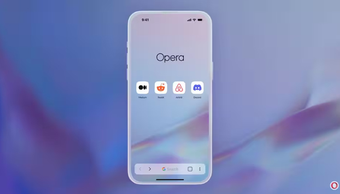 An undated image of Operas new design on iOS. — Opera