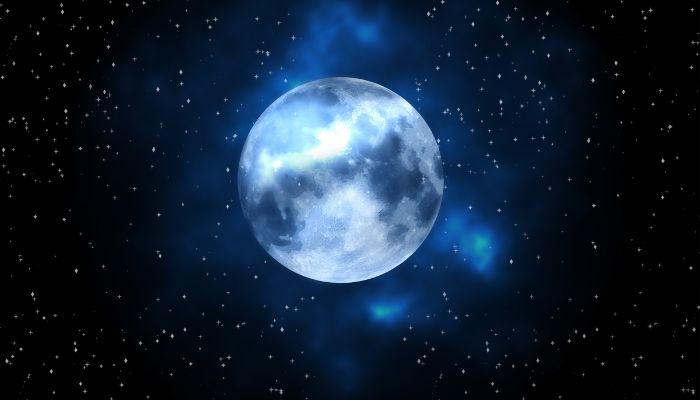 An illustration of a blue moon. — Canva