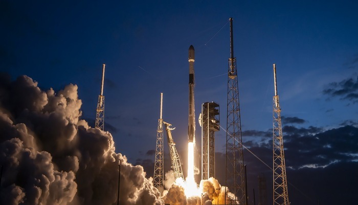 The image shows SpaceX Falcon 9 launching Starlink satellites to orbit from Florida on March 26 2024. — X/@SpaceX