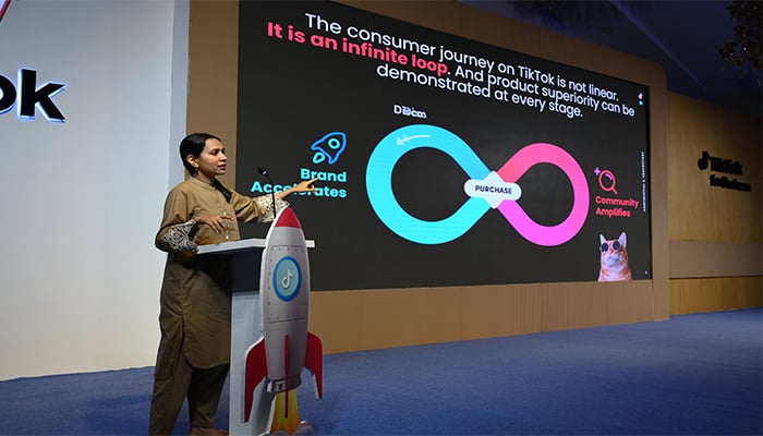 The image shows TikTok Global Business Solutions and Partnership Manager Pakistan Faiza Zafar at the Grow with TikTok event held on August 31 in Karachi, Pakistan. — Supplied