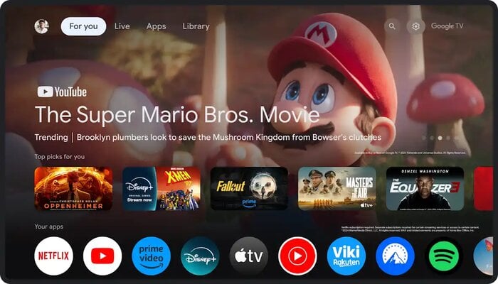An undated image of Google TV screen. — Google